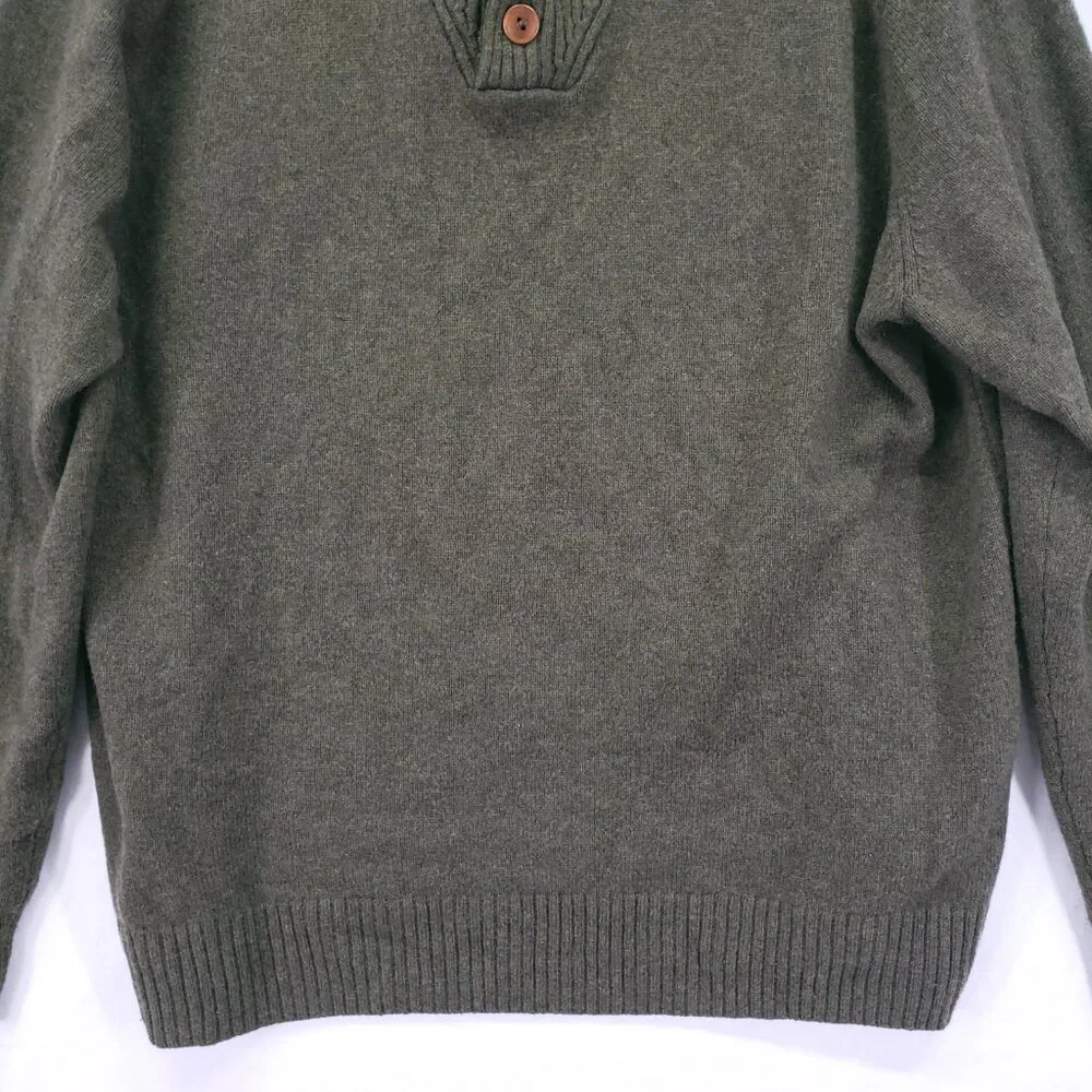 J.Crew Sweater Green XL Merino Wool Blend Speckled Shawl Collar Rugged Men